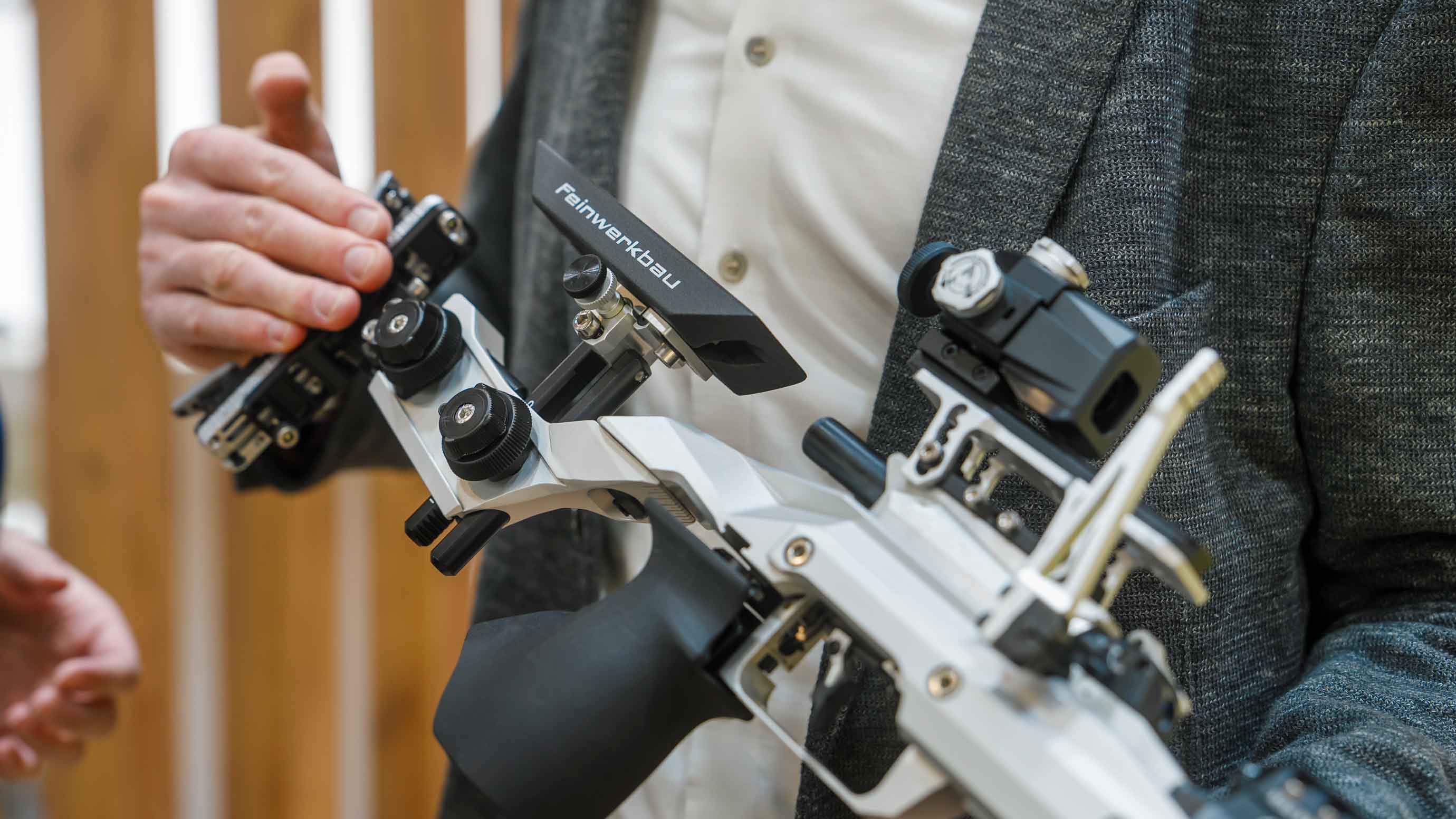 Close-up of a precision rifle